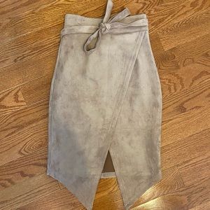 Women’s Suede cross front midi skirt